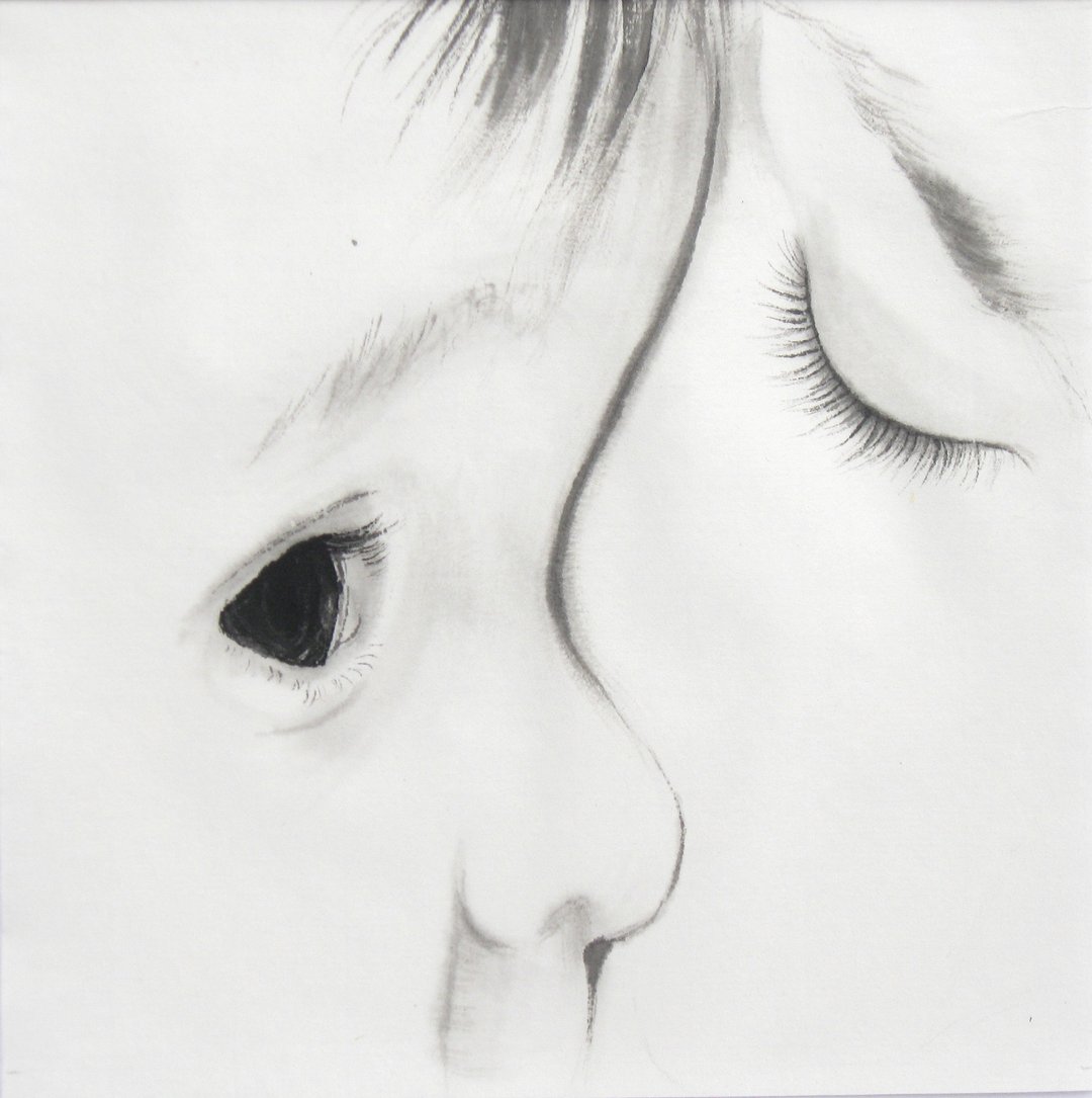 水墨画原作-暖暖亲情系列之脐带--给妈妈的礼物-17x17cm画心 - 海报/装饰画/版画 - 纸 黑色
