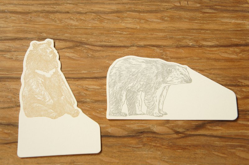 MINI CARD 动物款-白领黑熊/北极熊 ----------(最后各1枚) - 卡片/明信片 - 纸 白色