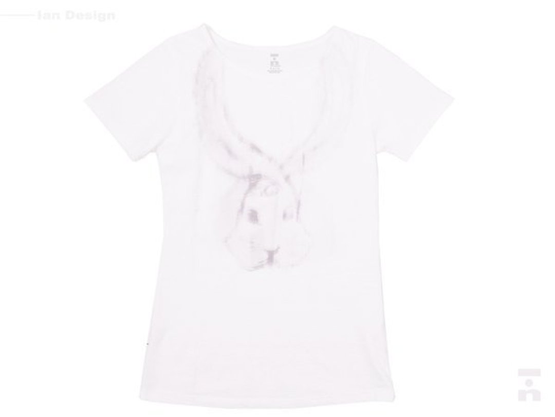 I . A . N Design  兔子降落 有机棉T Organic  Cotton - 中性连帽卫衣/T 恤 - 棉 白色