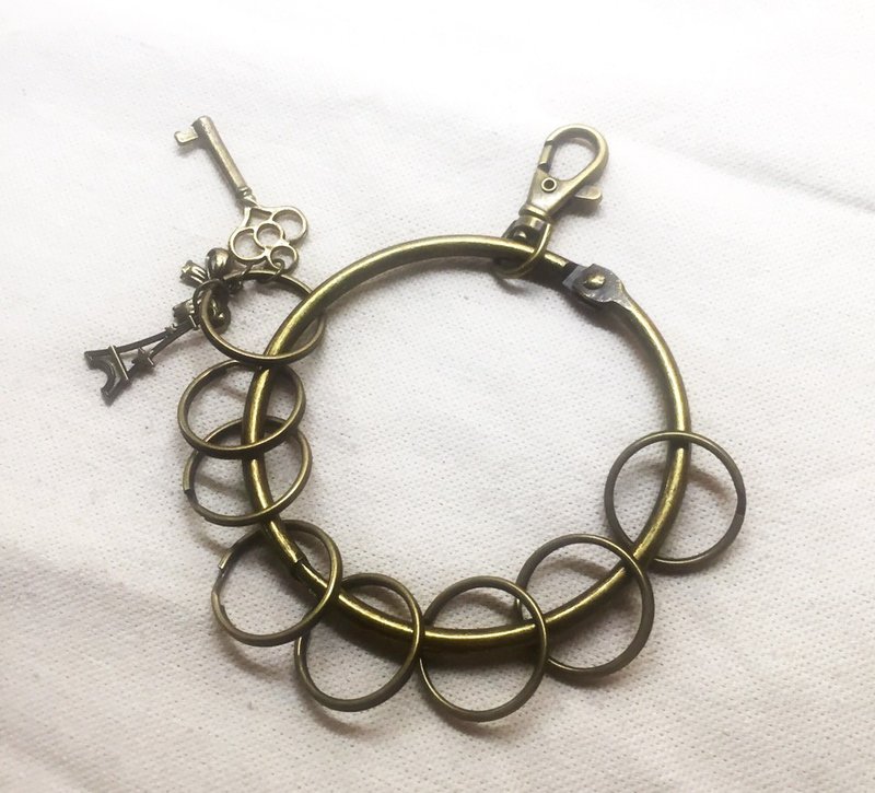 老管家的大钥匙圈-复古仿旧KEYRING-吊饰可自选-英文名字星座 - 钥匙链/钥匙包 - 其他金属 咖啡色