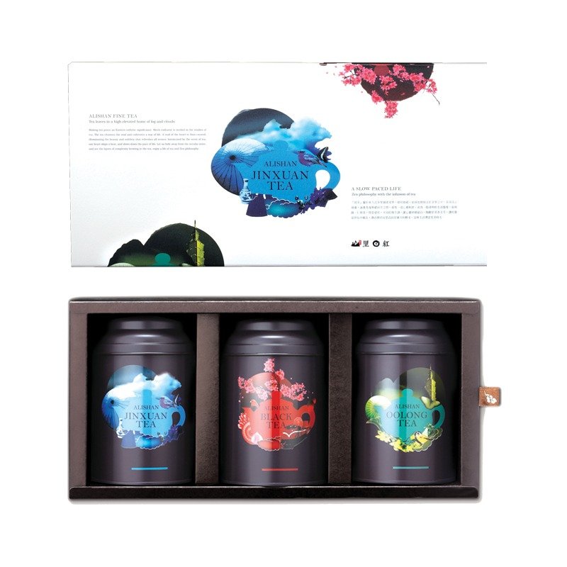 【山里日红】台湾新景礼盒-乌龙、金萱、红茶3罐入 - 茶 - 新鲜食材 多色