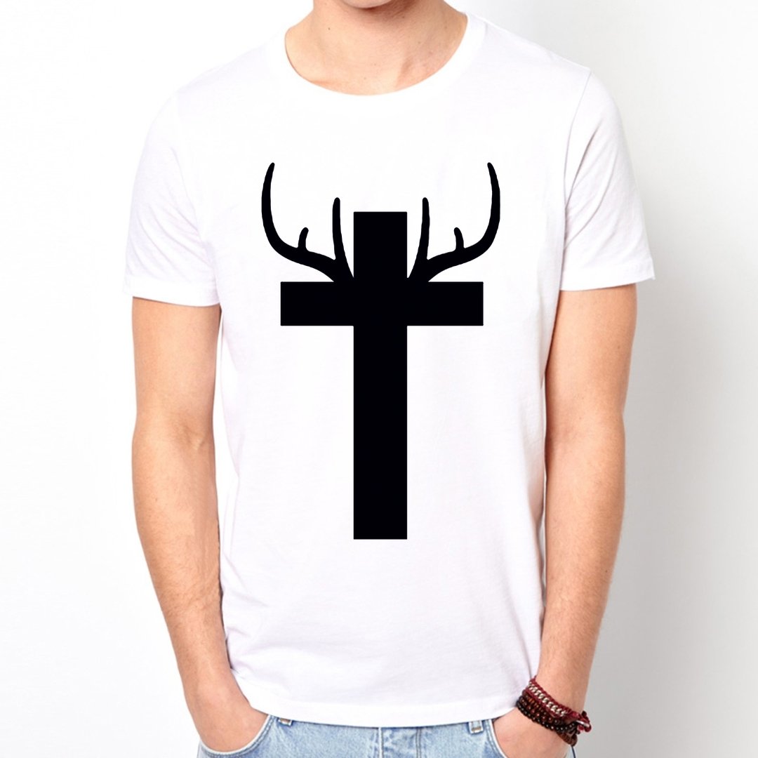 ANTLER CROSS短袖T恤-2色 鹿茸 十字架 时尚 设计 时髦 圆 三角形 宗教 - 男装上衣/T 恤 - 其他材质 多色