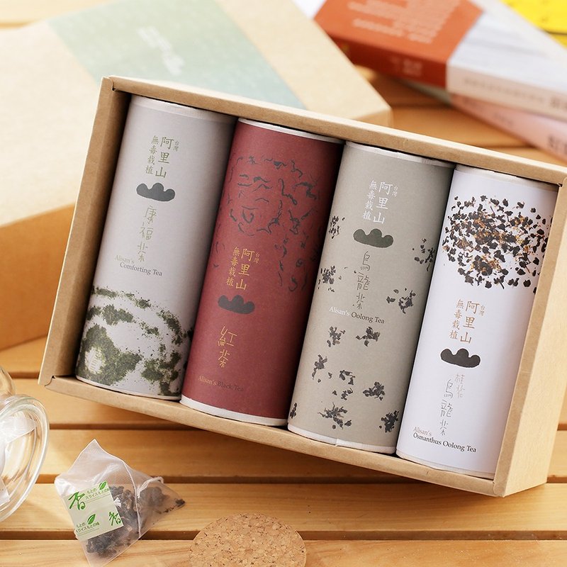 如沐森台湾阿里山大武山公益茶礼盒 无毒栽植 金萱乌龙茶 金萱红茶 明日叶茶 康福茶 (茶包共16入 ) - 茶 - 植物．花 