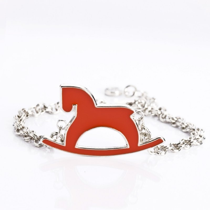 圣诞交换礼物。法式手链。限量饰品。生日礼物。女生礼物。定情礼物。浪漫巴黎。木马手链 Brooch - 手链/手环 - 其他金属 红色