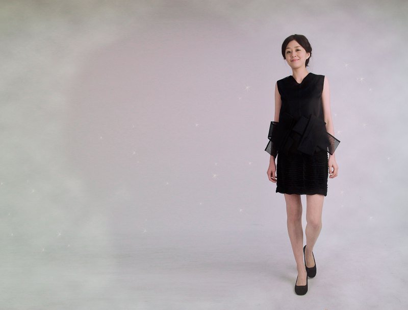 Ileana乌干纱上衣 - 女装背心 - 丝．绢 黑色