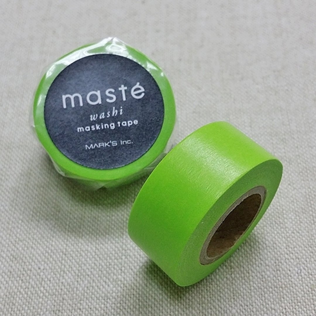 日本 maste 和纸胶带 Basic 限定系列【素色/莱姆绿 (MST-MKT44-GN)】 - 纸胶带 - 纸 绿色
