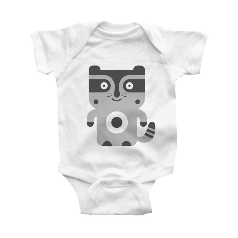 modern moose--浣熊图样-包屁衣 - 包屁衣/连体衣 - 棉．麻 橘色