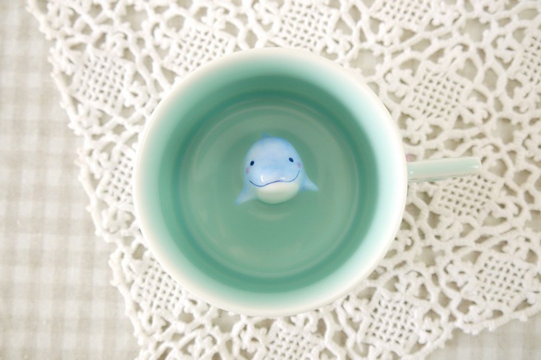 三浅陶社| 小海豚咖啡杯（三件套） 创意礼物 - 咖啡杯/马克杯 - 瓷 绿色