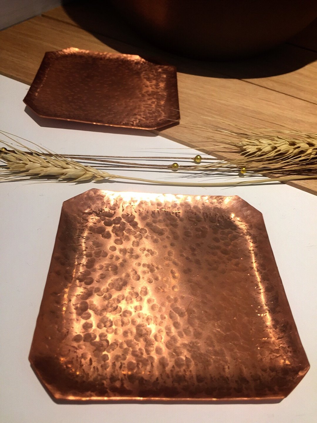 手作金工 玫瑰金八角方型杯垫 - 杯垫 - 其他金属 
