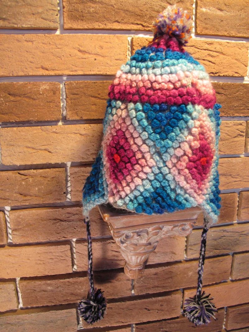 几何彩色渐层 立体编织毛帽-灰 - 帽子 - 其他材质 灰色