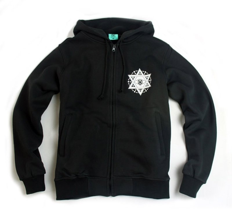 Arturn Hexagram Eye Hoodie 血泪六芒星帽外套 / 黑 - 中性连帽卫衣/T 恤 - 棉．麻 黑色
