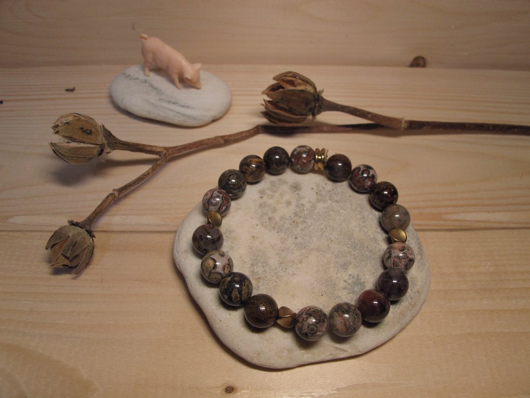 ▲ 狂豹  / 天然石手链 Natural stone bracelet - 手链/手环 - 宝石 卡其色