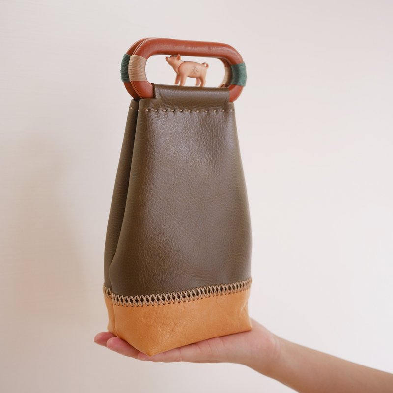 午餐时光包 - 手拿包 - 真皮 绿色