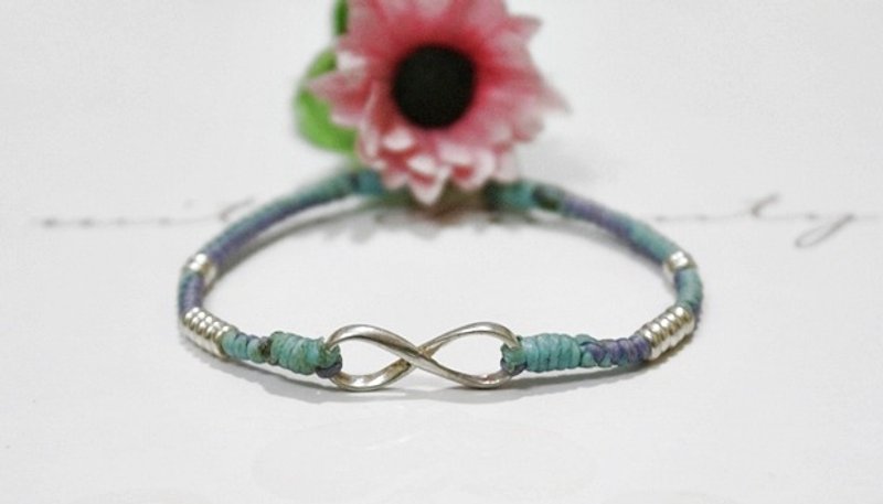 泰国蚕丝蜡线X银饰＿无限 无限..大 //可以自选颜色// - 手链/手环 - 蜡 蓝色