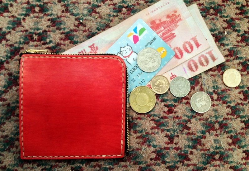 Bite coin 。开 口吉。零钱包(开运红) - 零钱包 - 真皮 红色