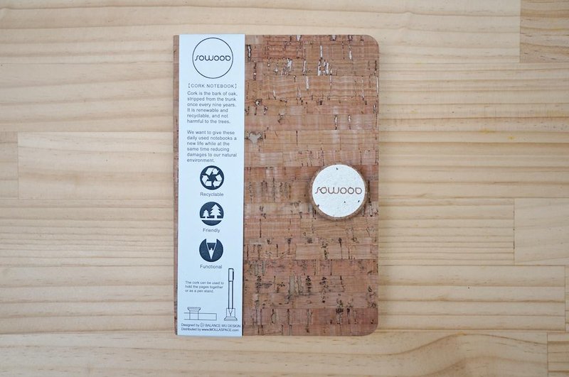 SOWOOD 软木笔记本－白（条纹） - 笔记本/手帐 - 其他材质 白色