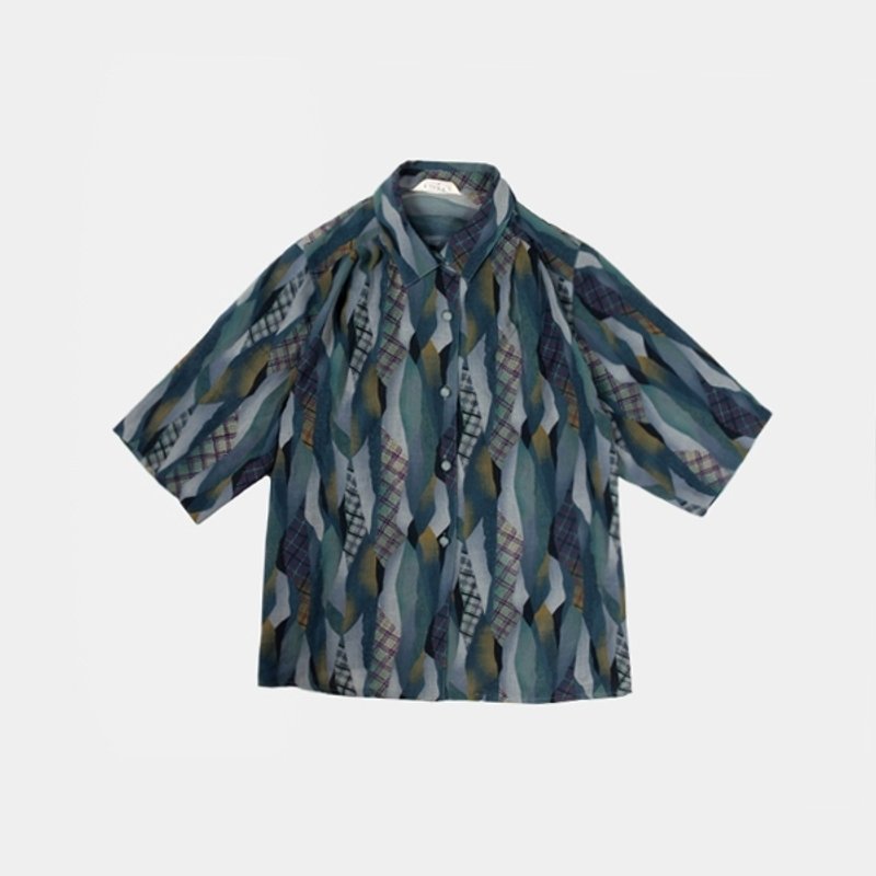 │moderato│海浪的波浪余韵日本制古着衬衫│礼物.日本女孩.女朋友.独特.文艺男孩 - 女装衬衫 - 其他材质 蓝色