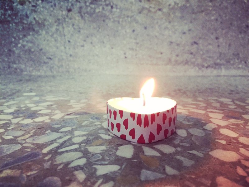 心心精油大豆蜡烛 - 香薰/精油/线香 - 植物．花 红色