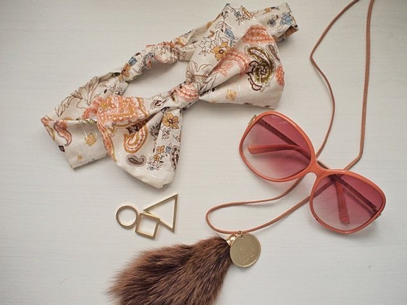 hairmo。民俗风蝴蝶结宽版发带-银丝 - 发饰 - 其他材质 蓝色