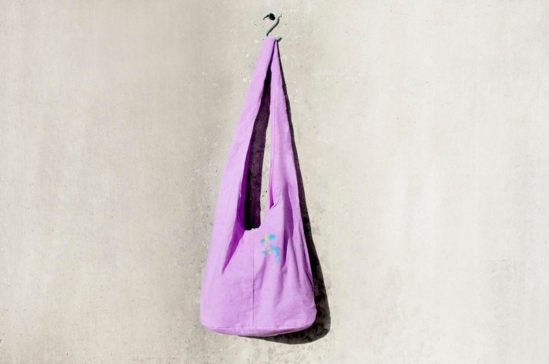 新手感斜背包-小怪物(玫紫色) - 侧背包/斜挎包 - 棉．麻 紫色