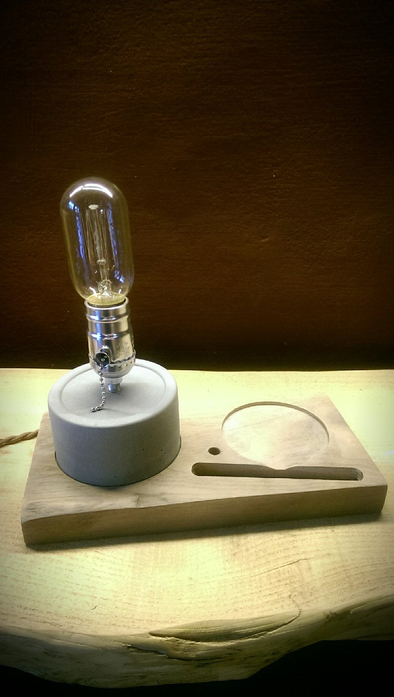 胡桃木水泥桌灯#63 - 灯具/灯饰 - 木头 橘色