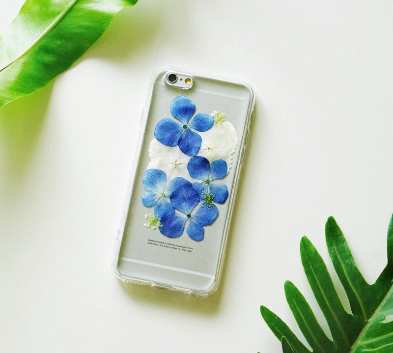 蓝绣球系列// 植物标本 押花手机壳 iphone 5/5s/SE/6/6s/6 plus/6s plus/7/7plus/Samsung S4/S5/S6/S6Edge/S7/S7Edge/Note3/Note4/Note5 - 其他 - 硅胶 