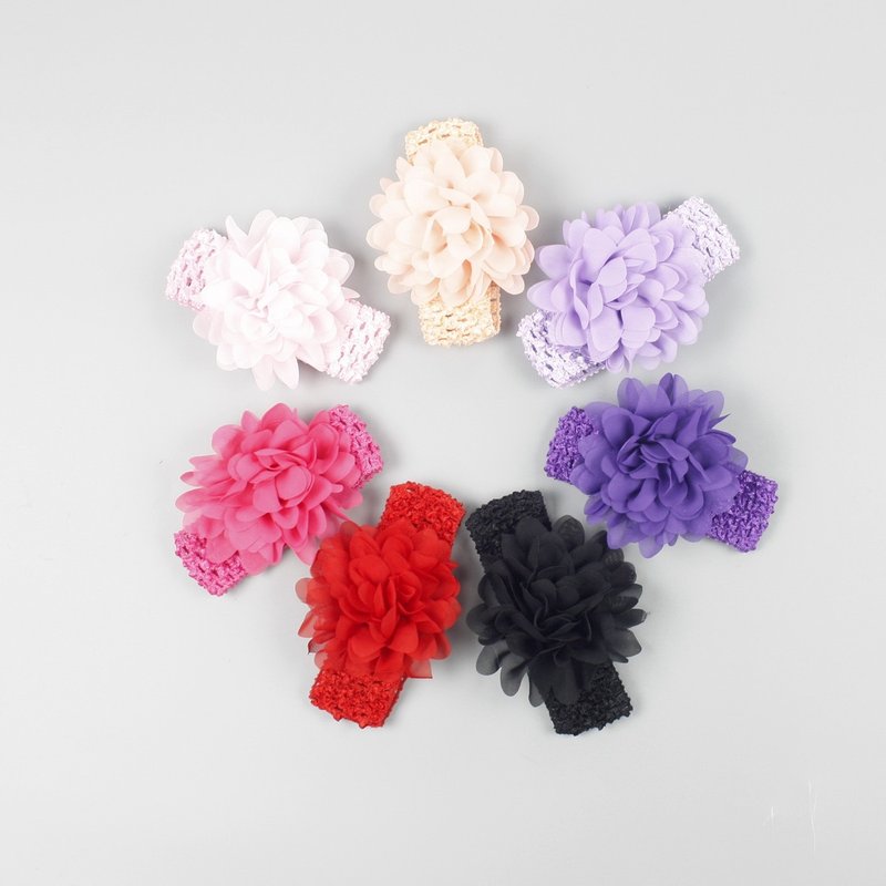 红发安妮 女婴童雪纺花发带 - 俏丽纯色 - 围嘴/口水巾 - 丝．绢 橘色