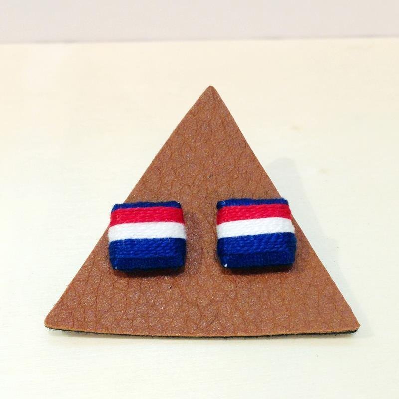 ▲手工编织耳针▲国旗系列-荷兰款 - 耳环/耳夹 - 其他材质 多色