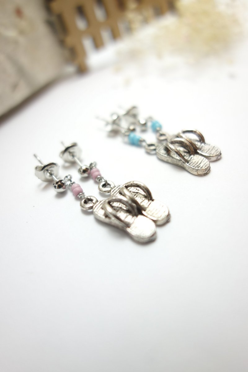 耳环◎夹脚拖好朋友 - 耳环/耳夹 - 其他金属 