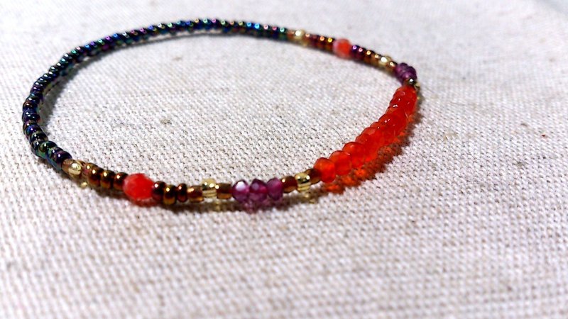 crystal in dearsharka || 光玉髓 x 浓桃红变色红石榴石．鲜浓橘彩的个性绚丽 - 手链/手环 - 宝石 橘色