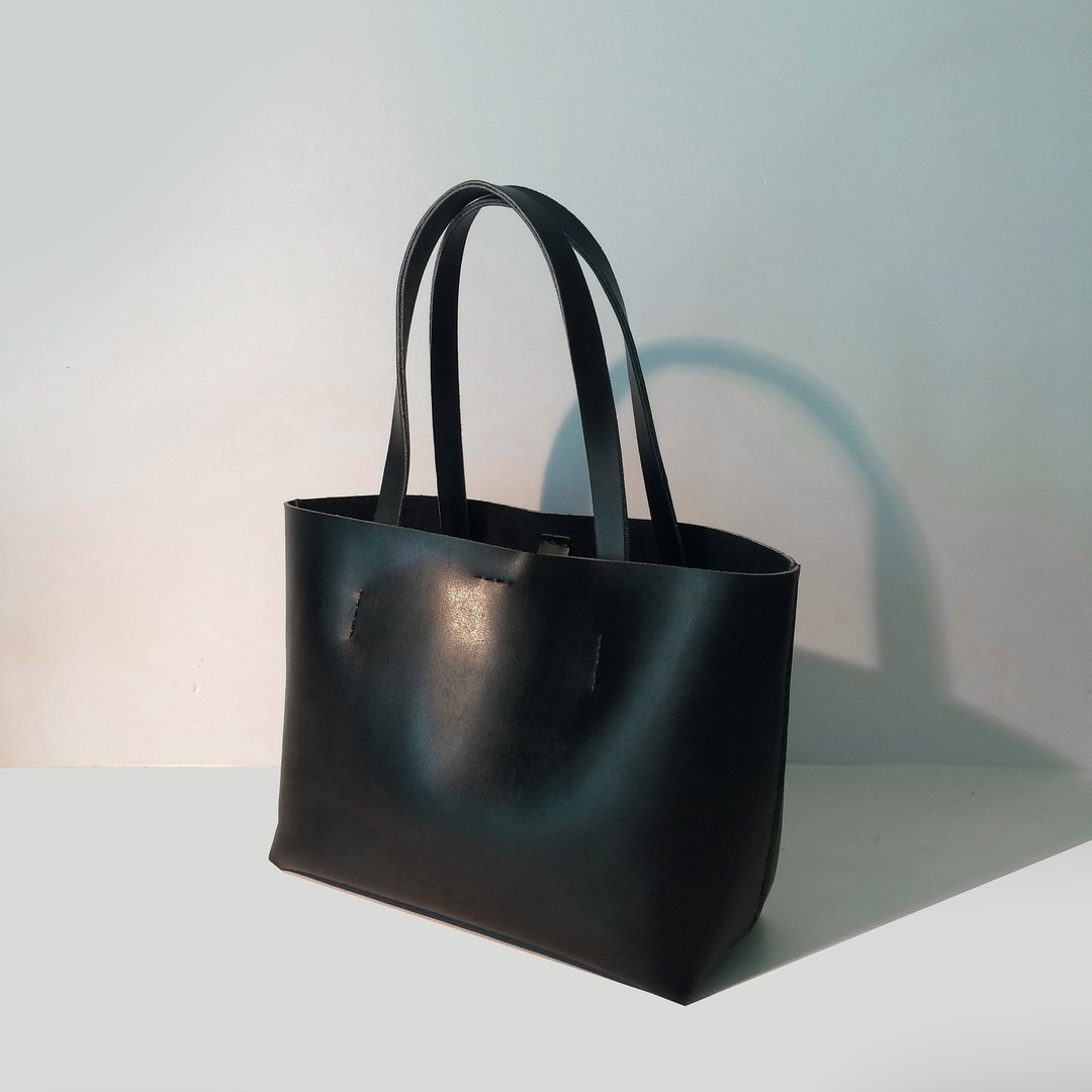 zemoneni 手作 黑色 托特包 tote bag 小型 S - 侧背包/斜挎包 - 真皮 黑色