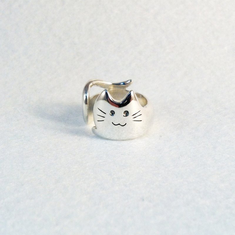 【Cait Sith】幸福元气喵活戒 可调整戒围（#5-8） - 戒指 - 其他金属 灰色