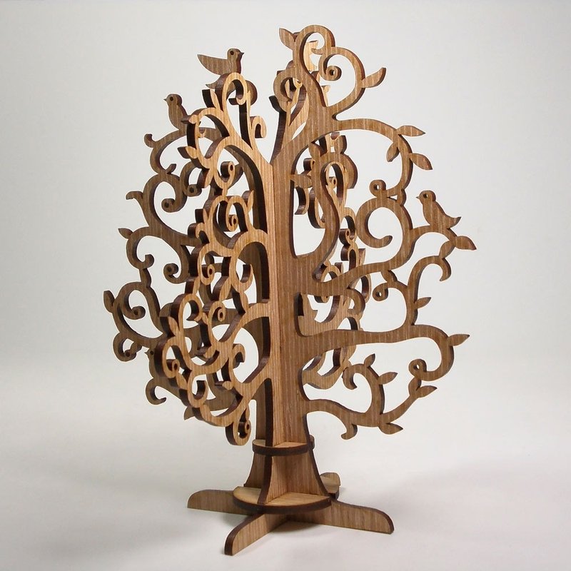 【特别福袋】【饰品架-树】交换礼物 圣诞礼物.木纹.耳. - 耳环/耳夹 - 木头 咖啡色