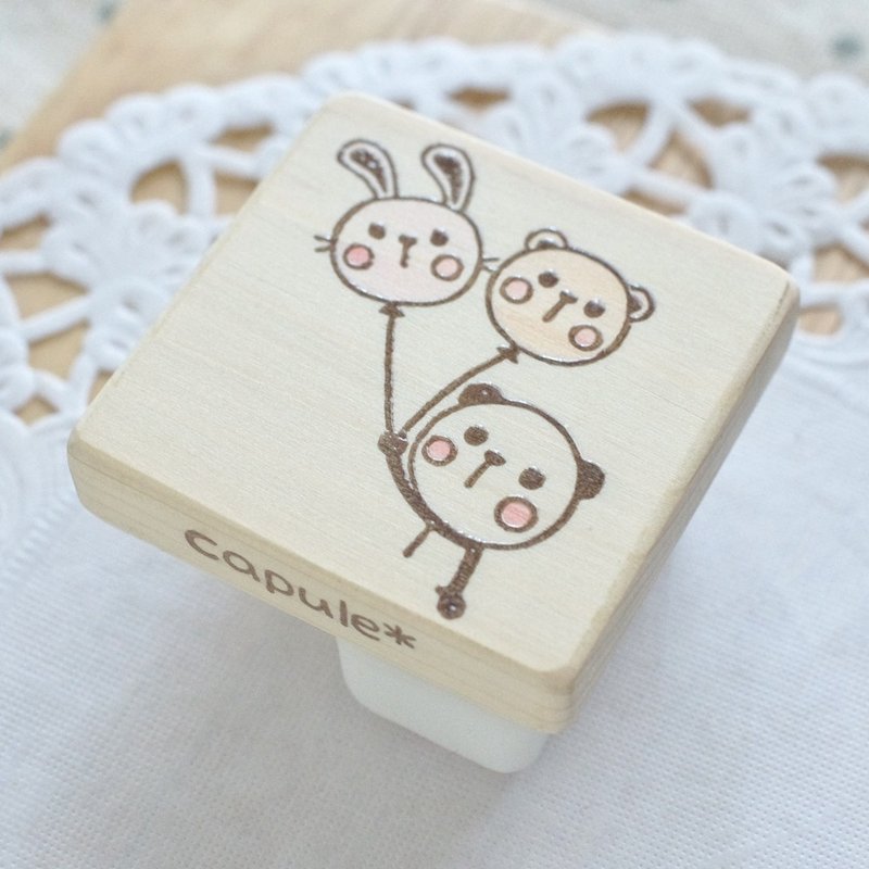 Animal balloon and the panda's Hanko - 印章/印台 - 橡胶 多色