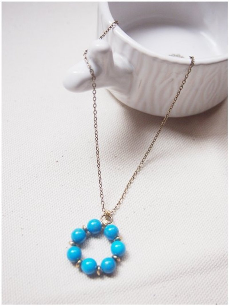 little stone necklace 七巧甜圈(土耳其蓝)-项炼 - 项链 - 其他材质 蓝色