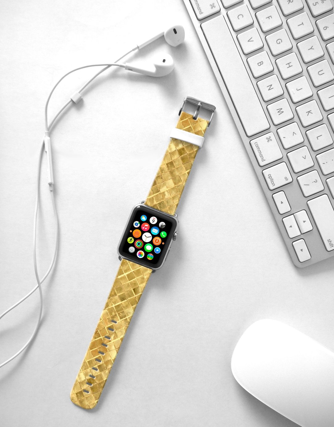 Apple Watch Series 1 , Series 2, Series 3 - Apple Watch 真皮手表带，适用于Apple Watch 及 Apple Watch Sport - Freshion 香港原创设计师品牌 - 闪烁金 91 - 表带 - 真皮 