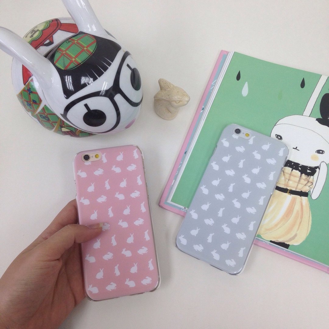 香港原创设计 灰色兔子图案(图右) iPhone X,  iPhone 8,  iPhone 8 Plus,  iPhone 7, iPhone 7 Plus, iphone 6/6S , iphone 6/6S PLUS, Samsung Galaxy Note 7 透明手机壳 - 其他 - 塑料 