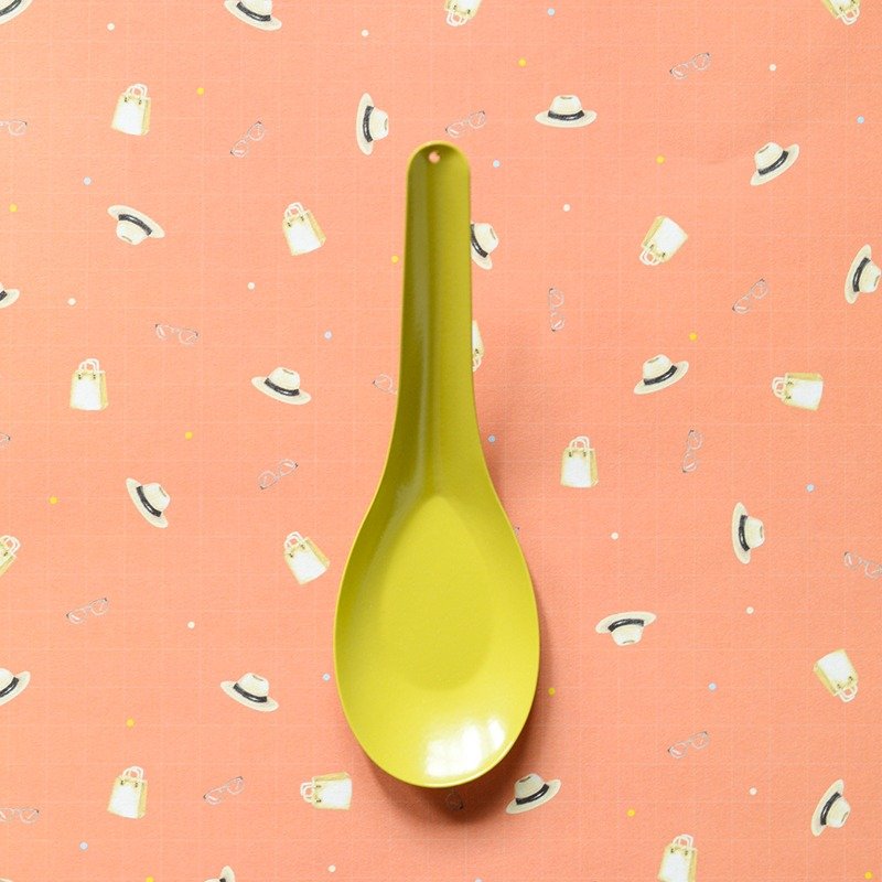 缤纷派对 : 黄色珐琅短汤匙（黄香蕉带点绿） - 餐刀/叉/匙组合 - 珐琅 绿色