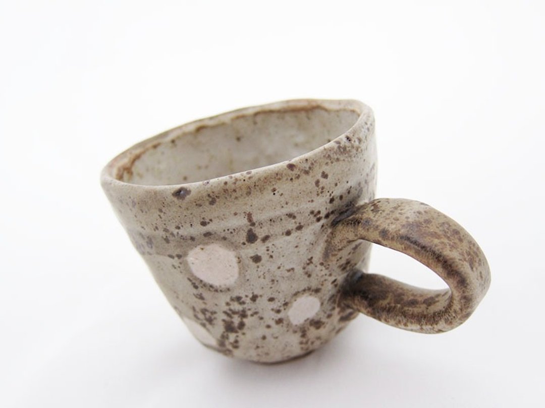 Polka dot mug, 7 oz.,handmade mug ,ceramic ,pottery,stuckwithclay - 咖啡杯/马克杯 - 瓷 灰色