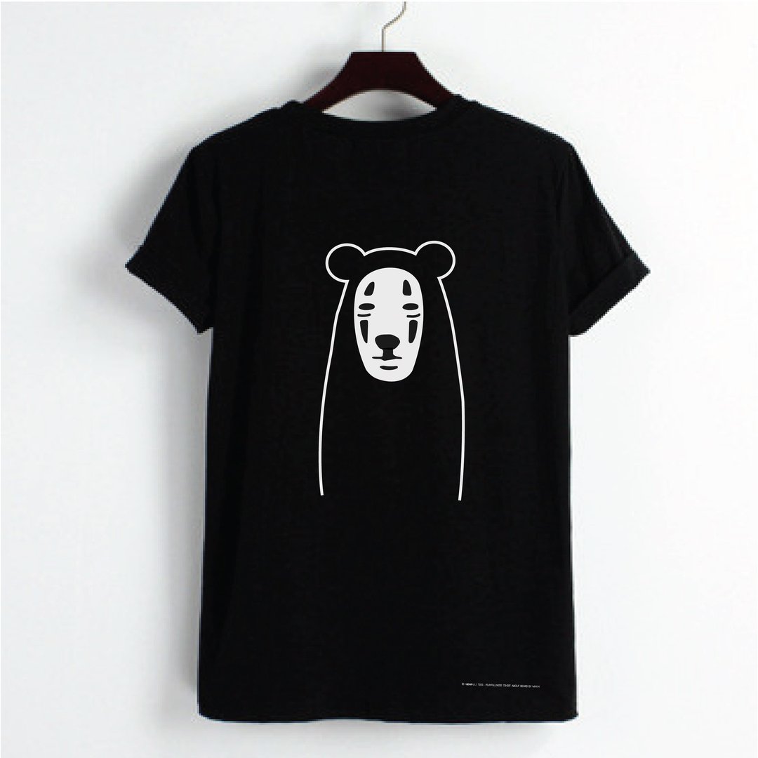 神影熊黑色 T-shirt - 中性连帽卫衣/T 恤 - 棉 黑色