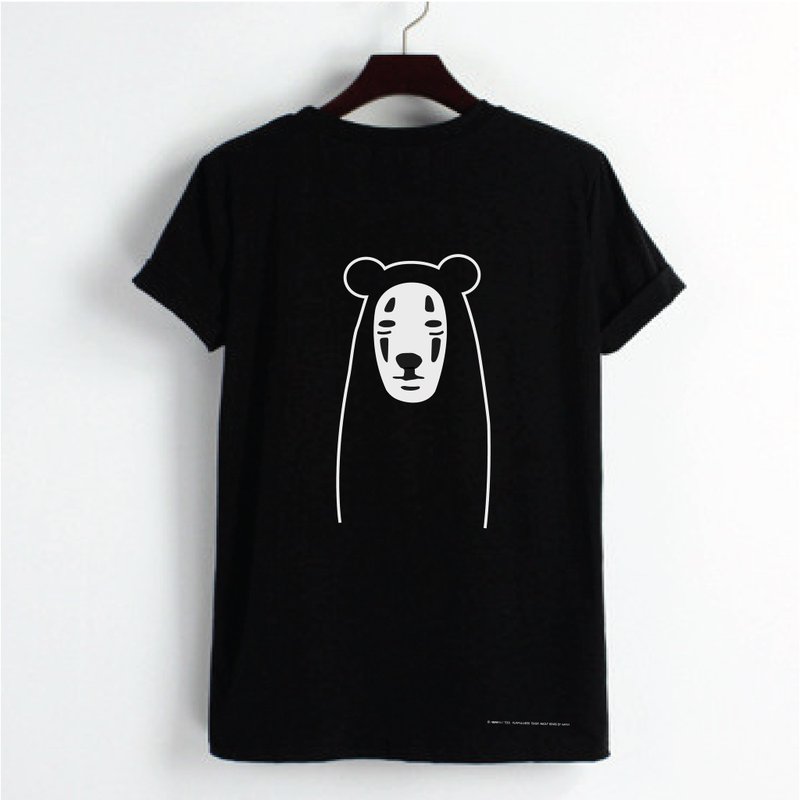 神影熊黑色 T-shirt - 中性连帽卫衣/T 恤 - 棉．麻 黑色