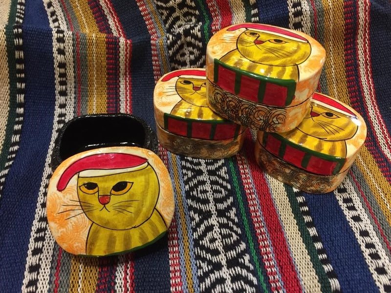 ☼saibaba ethnique // 手绘木制俏皮圣诞怪猫盒子☼ - 其他 - 木头 多色