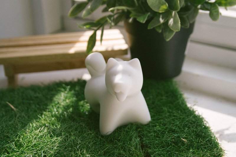 自信柴犬-狗狗造型石雕 - 摆饰 - 石头 白色