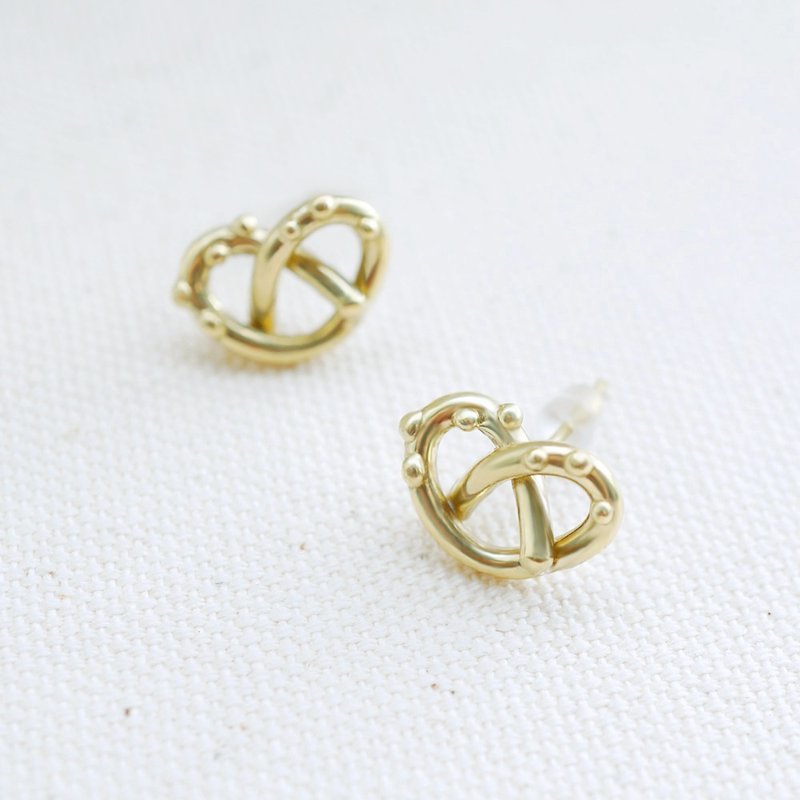 椒盐蝴蝶饼耳环- 纯铜款 - 耳环/耳夹 - 铜/黄铜 金色