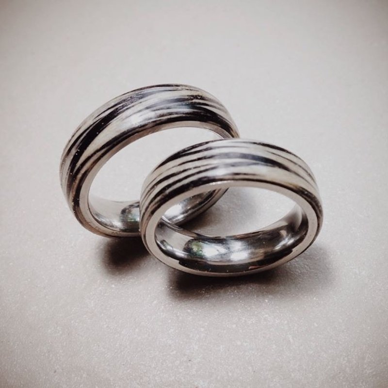 幻彩木头钢戒 - 戒指 - 木头 黑色