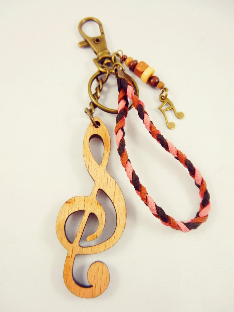 god leading-【音乐系列】一只音符 key 独家设计贩售 情侣 友情 定制 100分心意礼物 时尚 复古 古铜 生日 玩音乐 - 钥匙链/钥匙包 - 木头 咖啡色