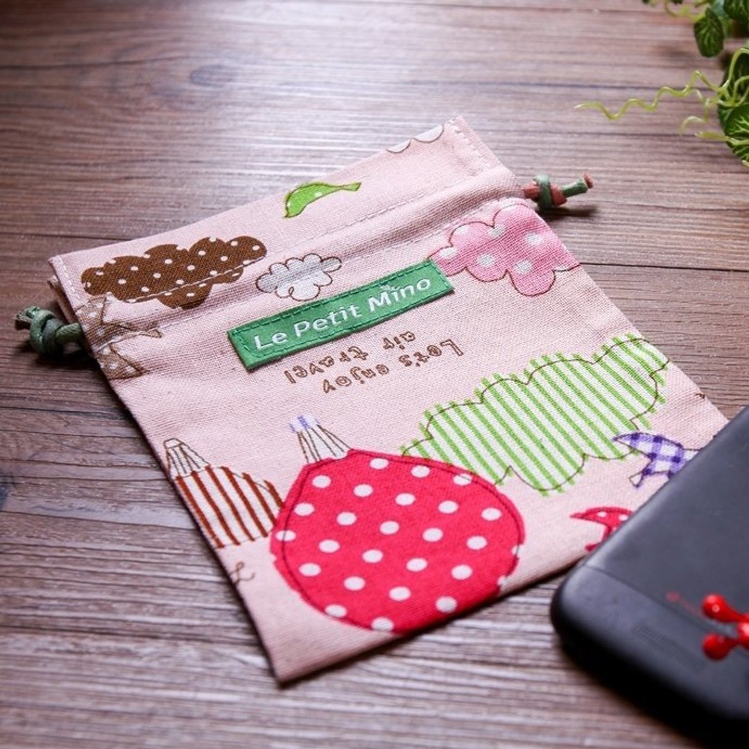 手做束口袋双入组 零钱包 春纷飞款 纯棉花布 手工车缝 - 零钱包 - 棉 