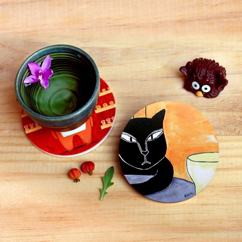 陶瓷吸水杯垫 ∣ 国王猫 - 杯垫 - 其他材质 橘色