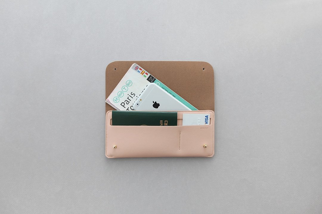 【牛一水佘】韩国 ithinkso Passport Organizer_tall Pink 质感 皮革 长型 护照夹 NG 品 - 护照夹/护照套 - 真皮 粉红色