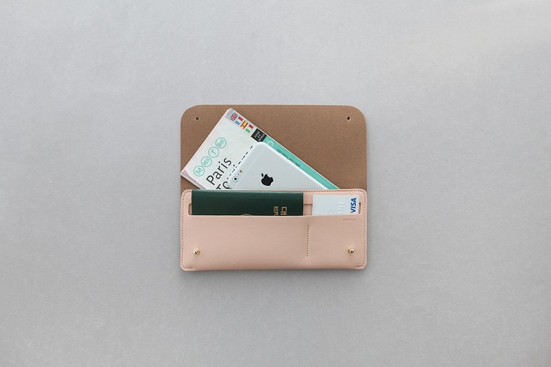 【牛一水佘】韩国 ithinkso Passport Organizer_tall Pink 质感 皮革 长型 护照夹 NG 品 - 护照夹/护照套 - 真皮 粉红色